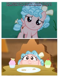 Size: 3106x4096 | Tagged: safe, artist:aleximusprime, artist:mlp-silver-quill, edit, edited screencap, imported from derpibooru, screencap, cozy glow, the summer sun setback, a better ending for cozy, cozybetes, cupcake, cute, food, happy