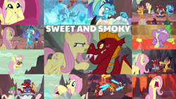 Size: 1968x1109 | Tagged: safe, edit, edited screencap, editor:quoterific, imported from derpibooru, screencap, baby cinder, baby pinpoint, baby rubble, baby sparks, baby stomp, billy (dragon), clump, fluttershy, fume, garble, princess ember, smolder, spear (dragon), spike, dragon, pegasus, pony, sweet and smoky, angry, baby, baby dragon, billy, bloodshot eyes, covering, crying, dragoness, ducking, duo, duo male, egg, eyes closed, female, firebreathing, hooves on cheeks, lava, male, open mouth, puppy dog eyes, sitting, solo, spear (g4), tears of pain, trio, winged spike, wings