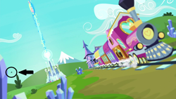 Size: 1000x563 | Tagged: safe, imported from derpibooru, screencap, thorax, changeling, the crystalling, crystal, crystal empire, day, friendship express, no pony, op is a slowpoke, train, when you see it