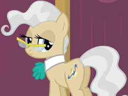 Size: 1071x806 | Tagged: safe, imported from derpibooru, screencap, mayor mare, earth pony, pony, filli vanilli, butt, female, glasses, mare, plot, solo