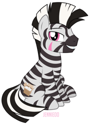 Size: 872x1200 | Tagged: safe, artist:jennieoo, imported from derpibooru, oc, oc only, oc:lost way, pony, zebra, happy, show accurate, simple background, sitting, smiling, solo, transparent background, vector