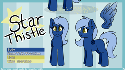 Size: 3840x2160 | Tagged: safe, artist:sevenserenity, imported from derpibooru, oc, oc only, oc:star thistle, oc:star_thistle, pegasus, pony, commission, freckles, reference sheet, solo, stars
