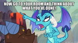 Size: 600x337 | Tagged: safe, edit, edited screencap, imported from derpibooru, screencap, clump, princess ember, sweet and smoky, caption, image macro, text