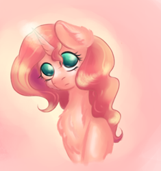 Size: 2963x3155 | Tagged: safe, artist:coco-drillo, imported from derpibooru, sunset shimmer, pony, unicorn, bust, cheek fluff, chest fluff, ear fluff, looking at you, magic, magic aura, simple background, solo