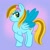 Size: 1080x1080 | Tagged: safe, artist:mediocre.mare, artist:mediocremare, imported from derpibooru, oc, oc only, pegasus, pony, abstract background, bedroom eyes, bow, hair bow, pegasus oc, raised hoof, solo, two toned wings, wings