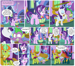 Size: 3975x3500 | Tagged: safe, edit, edited screencap, editor:wild stallions, imported from derpibooru, screencap, pharynx, rarity, spike, starlight glimmer, thorax, changedling, changeling, comic:the first incestuous foal of sunset shimmer, dragon dropped, disguise, disguised changeling, explicit source, female, gay, gay in front of girls, implied shipping, implied sparity, implied straight, incest, king thorax, male, prince pharynx, shipping, sparity, spike's room, story in the comments, straight, thorynx