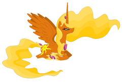 Size: 982x648 | Tagged: safe, artist:lianadelsuruna, imported from derpibooru, oc, oc only, oc:sun sparkle, alicorn, pony, alicorn oc, horn, lying down, solo, wings