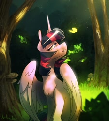 Size: 1440x1597 | Tagged: safe, artist:anticular, imported from derpibooru, twilight sparkle, alicorn, pony, chest fluff, female, leg fluff, mare, scenery, sitting, solo, tree, twilight sparkle (alicorn)