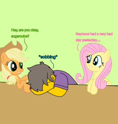 Size: 731x768 | Tagged: safe, artist:haileykitty69, imported from derpibooru, applejack, fluttershy, bad day, crossover, crying, seymour skinner, the simpsons