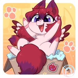 Size: 1200x1200 | Tagged: safe, artist:colorfulcolor233, artist:oofycolorful, imported from derpibooru, oc, oc only, pegasus, pony, chest fluff, chibi, cute, cute little fangs, fangs, ocbetes, solo