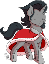 Size: 1377x1762 | Tagged: safe, artist:wownamesarehard, derpibooru exclusive, idw, imported from derpibooru, king sombra, pony, unicorn, siege of the crystal empire, cape, clothes, male, missing accessory, reformed sombra, simple background, solo, stallion, transparent background