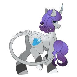 Size: 1280x1280 | Tagged: safe, artist:mischievousartist, imported from derpibooru, rarity, oc, pony, unicorn, alternate design, butt, female, leonine tail, looking at you, looking back, looking back at you, mare, not rarity, plot, raised hoof, simple background, solo, transparent background