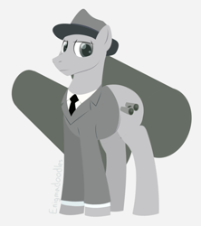 Size: 800x900 | Tagged: safe, artist:enigmadoodles, idw, imported from derpibooru, observer (character), earth pony, pony, clothes, hat, male, monochrome, solo, stallion, suit