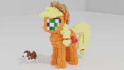 Size: 1280x720 | Tagged: safe, artist:awesomeaustinv, imported from derpibooru, applejack, winona, dog, earth pony, pony, 3d, a lego pony that looks like applejack, lego, lego pony