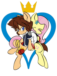 Size: 1536x2048 | Tagged: safe, artist:larrykitty, artist:php156, imported from derpibooru, fluttershy, pony, fanfic:kingdom hearts of harmony, crossover, crossover shipping, disney, fanfic art, kingdom hearts, kingdom hearts of harmony, ponified, shipping, sora, sorashy, video game