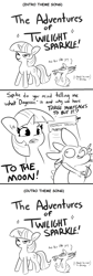 Size: 1024x3032 | Tagged: safe, artist:tjpones, artist:tjpones edits, edit, imported from derpibooru, spike, twilight sparkle, dragon, pony, unicorn, bitcoin, black and white, current events, dialogue, dogecoin, duo, female, grayscale, grimbo, lineart, male, mare, monochrome, mortgage, scroll, simple background, unicorn twilight, white background