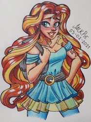 Size: 1520x2027 | Tagged: safe, artist:jack-pie, imported from derpibooru, sunset shimmer, equestria girls, tattoo, traditional art