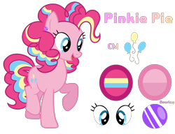 Size: 2600x2000 | Tagged: safe, artist:stellamoonshine, artist:stellamoonshineyt, imported from derpibooru, pinkie pie, pony, alternate hairstyle, reference sheet, simple background, solo, transparent background