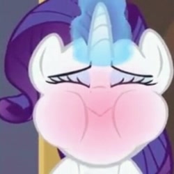 Size: 480x480 | Tagged: safe, imported from derpibooru, screencap, rarity, pony, unicorn, sweet and elite, cropped, female, low quality, mare, puffy cheeks, solo