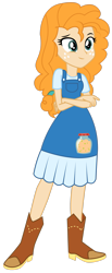 Size: 1600x3869 | Tagged: safe, artist:lhenao, imported from derpibooru, pear butter, equestria girls, boots, clothes, cowboy boots, dress, dungarees, equestria girls-ified, farm girl, female, freckles, humanized, like mother like daughter, like parent like child, shirt, shoes, simple background, solo, transparent background, vector