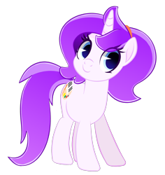 Size: 1700x1800 | Tagged: safe, imported from derpibooru, oc, oc only, pony, unicorn, art pony, big eyes, blue eyes, cute, ponytail, purple hair, solo, standing