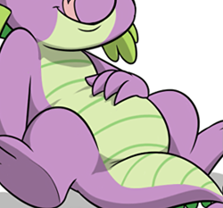 Size: 879x818 | Tagged: safe, artist:mickeymonster, edit, imported from derpibooru, spike, dragon, belly, chubby spike, pictures of bellies, smiling, tongue out