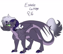 Size: 3239x2780 | Tagged: safe, artist:dodiejinx, imported from derpibooru, oc, oc only, oc:estelle la ange, dracony, dragon, hybrid, pony, interspecies offspring, offspring, parent:rarity, parent:spike, parents:sparity, simple background, solo, white background