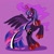 Size: 1080x1080 | Tagged: safe, artist:mediocre.mare, artist:mediocremare, imported from derpibooru, twilight sparkle, alicorn, pony, corrupted twilight sparkle, ethereal mane, female, glowing horn, hoof shoes, horn, jewelry, looking back, mare, nightmare twilight, nightmarified, peytral, purple background, rearing, simple background, solo, starry mane, tiara, twilight sparkle (alicorn), wings