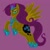 Size: 1080x1080 | Tagged: safe, artist:mediocre.mare, artist:mediocremare, imported from derpibooru, fluttershy, pegasus, pony, female, flying, hoof shoes, jewelry, lidded eyes, looking back, mare, nightmare fluttershy, nightmarified, peytral, purple background, rearing, simple background, solo, tiara, wings