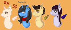 Size: 3500x1500 | Tagged: safe, artist:shypuppy, imported from derpibooru, oc, pegasus, pony, unicorn, commission, your character here
