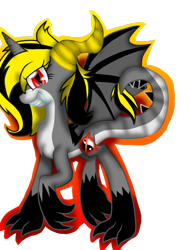 Size: 2153x2786 | Tagged: safe, artist:juliet-gwolf18, imported from derpibooru, oc, oc only, oc:juliet, dracony, dragon, hybrid, pony, eyelashes, fangs, female, grin, horns, simple background, smiling, solo, transparent background, yin-yang