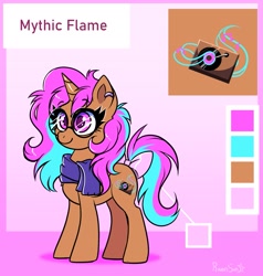 Size: 1631x1714 | Tagged: safe, artist:confetticakez, imported from derpibooru, oc, oc only, oc:mythic flame, pony, unicorn, bow, clothes, glasses, reference sheet, scarf, smiling, solo, tail bow