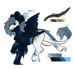 Size: 580x548 | Tagged: safe, artist:minelvi, imported from derpibooru, oc, oc only, pegasus, pony, belt, feather, female, hoof fluff, mare, pegasus oc, raised hoof, reference sheet, simple background, skull, solo, story included, transparent background, wings