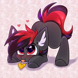 Size: 3000x3000 | Tagged: safe, artist:pesty_skillengton, imported from derpibooru, oc, oc only, earth pony, pony, blushing, face down ass up, heart, heart eyes, jewelry, necklace, raspberry, smiling, solo, tongue out, wingding eyes