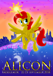 Size: 2054x2919 | Tagged: safe, artist:praisecastiel, imported from derpibooru, oc, oc:spheres, alicorn, 2018, competition, convention:alicon, poster