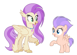 Size: 2513x1786 | Tagged: safe, artist:gloriaartist, artist:starflightsparkleyt, imported from derpibooru, oc, oc only, classical hippogriff, hippogriff, pegasus, pony, female, filly, offspring, parent:rumble, parent:scootaloo, parent:silverstream, parents:rumbloo, simple background, transparent background