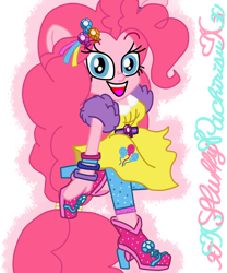 Size: 1024x1229 | Tagged: safe, artist:xxfluffypachirisuxx, imported from derpibooru, pinkie pie, dance magic, equestria girls, spoiler:eqg specials, ponied up, simple background, solo, transparent background