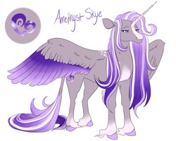 Size: 1280x1024 | Tagged: safe, artist:arexstar, imported from derpibooru, oc, oc only, oc:ametyhst skye, alicorn, pony, colored wings, colored wingtips, female, magical lesbian spawn, mare, multicolored wings, offspring, parent:marble pie, parent:princess cadance, simple background, solo, white background, wings