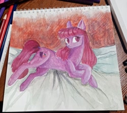 Size: 1080x963 | Tagged: safe, artist:ske, imported from derpibooru, berry punch, berryshine, earth pony, pony, notepad, pencil drawing, solo, traditional art