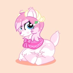 Size: 1080x1080 | Tagged: safe, artist:mediocre.mare, artist:mediocremare, imported from derpibooru, oc, oc only, deer, deer pony, original species, pony, clothes, heart eyes, lying down, prone, scarf, smiling, solo, wingding eyes