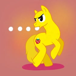 Size: 1080x1080 | Tagged: safe, artist:mediocre.mare, artist:mediocremare, imported from derpibooru, earth pony, pony, looking back, pac-man, ponified, rearing, solo