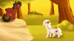 Size: 690x388 | Tagged: safe, artist:euspuche, imported from derpibooru, oc, oc only, oc:carmen garcía, oc:cloud rider, earth pony, pegasus, animated, forest, gif, sunset