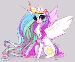 Size: 3354x2767 | Tagged: safe, artist:1fresita, artist:krissstudios, imported from derpibooru, princess celestia, alicorn, pony, cute, cutelestia, female, gray background, mare, simple background, solo