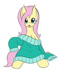 Size: 1862x2202 | Tagged: safe, artist:wapamario63, imported from ponybooru, fluttershy, pegasus, pony, chest fluff, clothes, cute, female, looking at you, mare, shyabetes, simple background, sitting, solo, sweater, sweatshirt, transparent background