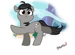 Size: 1150x840 | Tagged: safe, artist:aldharoku, imported from derpibooru, oc, oc only, earth pony, pony, 2015, earth pony oc, female, mare, not octavia, open mouth, raised hoof, signature, simple background, solo, white background