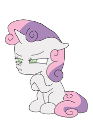 Size: 1500x2000 | Tagged: safe, artist:whistle blossom, imported from derpibooru, sweetie belle, pony, unicorn, surf and/or turf, angry, cute, diasweetes, female, filly, foal, grumpy, madorable, missing cutie mark, simple background, transparent background