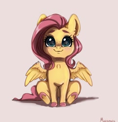Size: 2448x2524 | Tagged: safe, artist:miokomata, imported from derpibooru, fluttershy, pegasus, pony, blushing, chest fluff, colored hooves, cute, daaaaaaaaaaaw, ear fluff, female, freckles, freckleshy, mare, shyabetes, simple background, sitting, solo, spread wings, stray strand, underhoof, wing fluff, wings