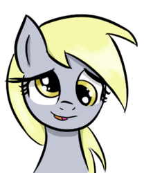 Size: 715x861 | Tagged: safe, artist:ophdesigner, edit, imported from derpibooru, derpy hooves, pegasus, pony, cute, derp, derpabetes, front view, grimdark source, looking at you, reaction image, simple background, smiling, solo, white background