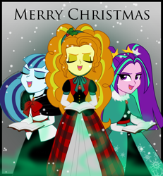 Size: 2353x2548 | Tagged: safe, artist:nstone53, imported from derpibooru, adagio dazzle, aria blaze, sonata dusk, human, equestria girls, caroling, christmas, clothes, dress, gown, holiday, humanized, long dress, long skirt, skirt, slowpoke, the dazzlings, trio