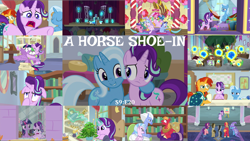 Size: 1974x1111 | Tagged: safe, edit, edited screencap, editor:quoterific, imported from derpibooru, screencap, auburn vision, berry blend, berry bliss, big macintosh, dj pon-3, doctor whooves, end zone, huckleberry, november rain, octavia melody, phyllis, pinkie pie, silverstream, sky beak, spike, spoiled rich, starlight glimmer, summer breeze, sunburst, time turner, trixie, twilight sparkle, vinyl scratch, violet twirl, yona, alicorn, dragon, earth pony, griffon, hippogriff, pony, unicorn, yak, a horse shoe-in, bad end, conversation, crying, dragoness, duo, duo female, eyes closed, female, friendship student, glowing horn, horn, hug, magic, magic aura, male, musical instrument, open mouth, philodendron, phyllis no!, school of friendship, solo, trio, twilight sparkle (alicorn), winged spike, wings, yovidaphone